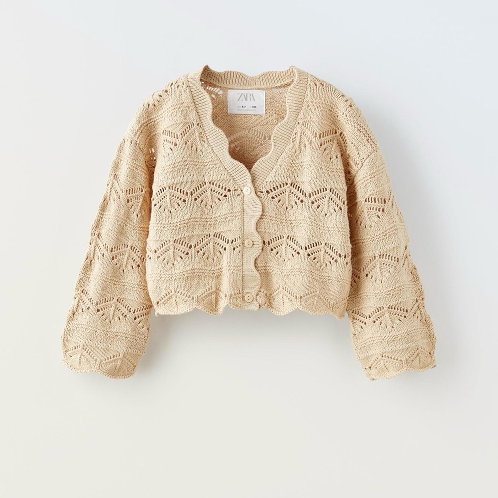 Zara Pointelle Knit Twin Set, Cropped Cardigan and Tank